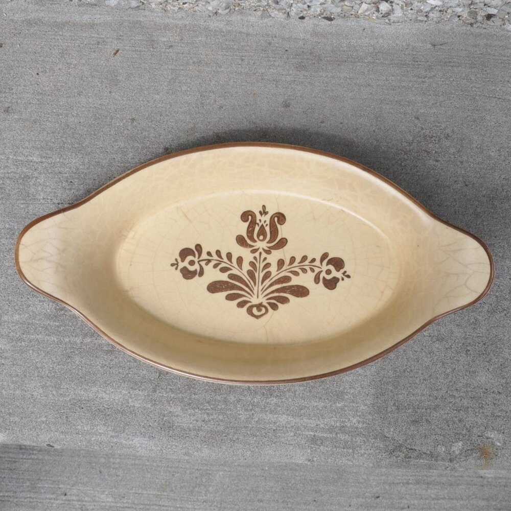 Pfaltzgraff vintage village 270 au gratin platter 22 oz brown tan (D 198w)